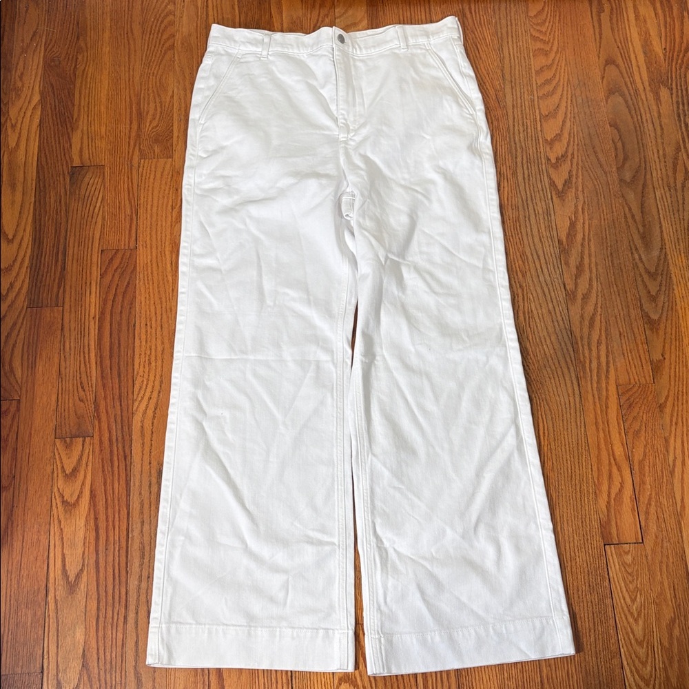 J.Crew Factory Wide Leg Drapey denim trouser jeans white size 32 NWT